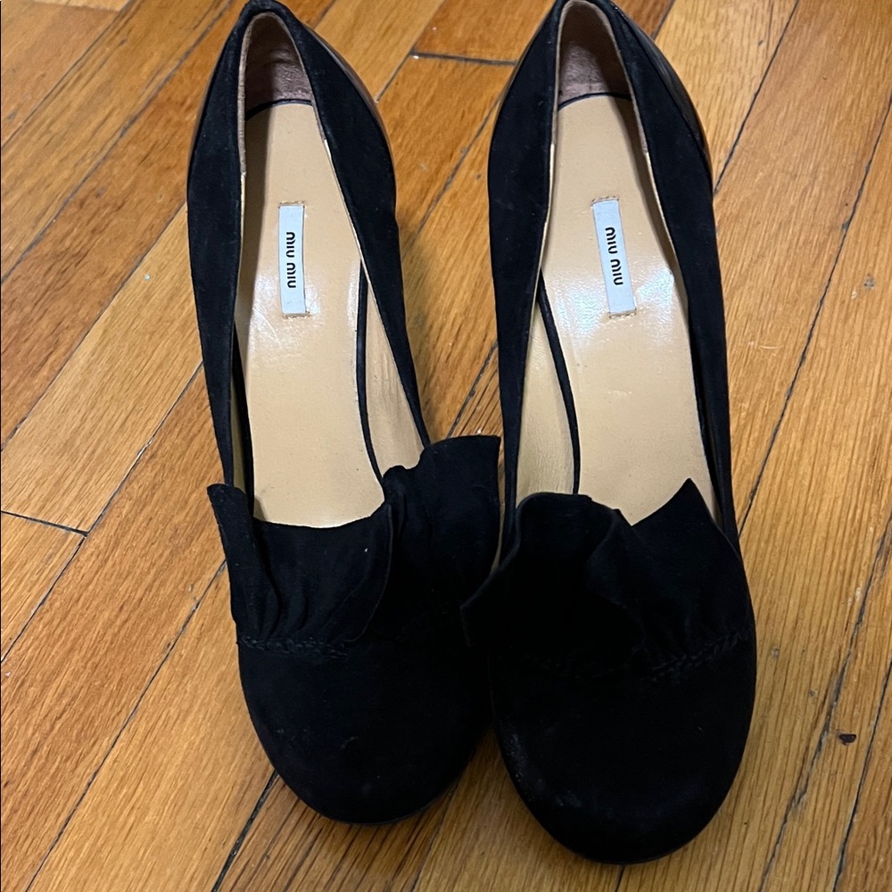 Miu Miu Black Suede Heels Size 8